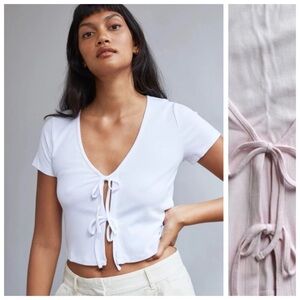 WILFRED PINK Only Tie-Front T-Shirt, size XS